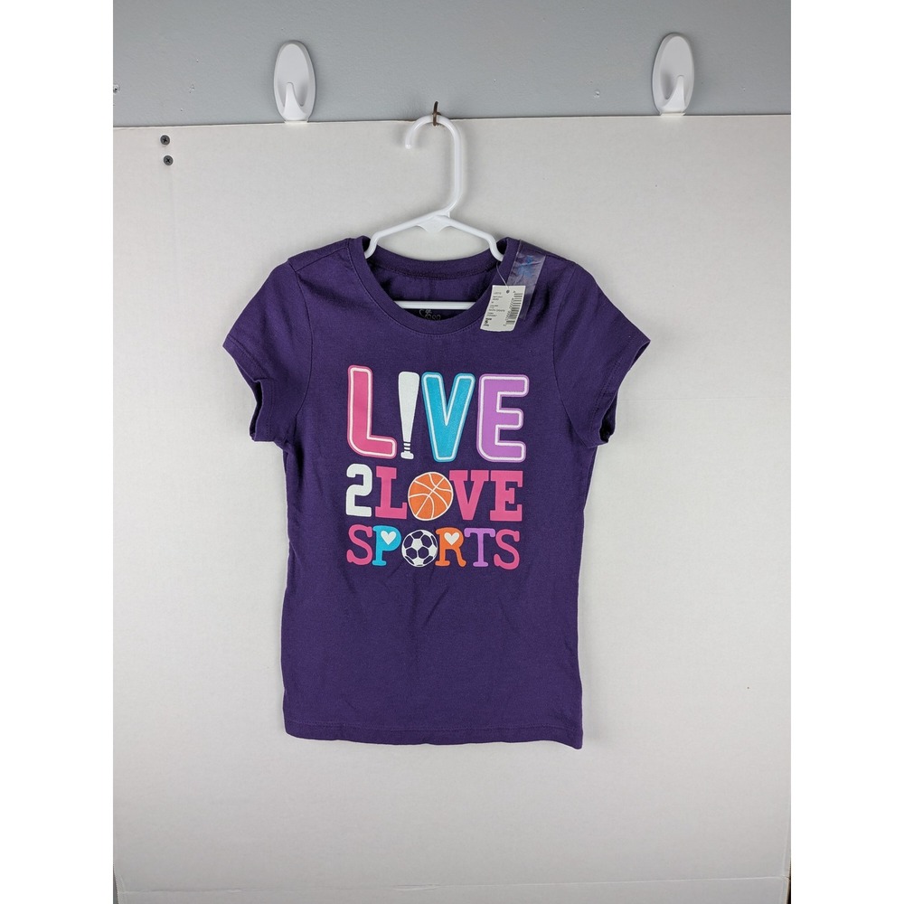 The Childrens Place Purple Live 2 Love Sports Graphic Tee Shirt Kids Size S 5/6